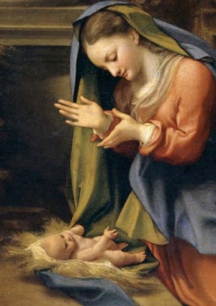 Julkort, Maria tillber Jesusbarnet (Antonio Correggio)
