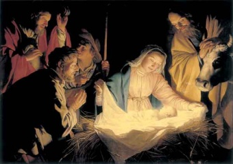 Julkort, Herdarnas tillbedjan (Gerrit von Honthorst)