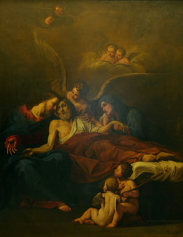 Hl. Josefs död, med Jesus, Maria och änglar (A6)