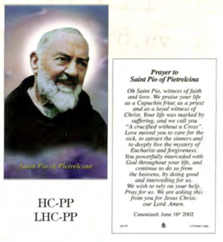 Bönekort, Padre Pio (eng.)
