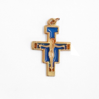 Halssmycke San Damiano-kors, blått