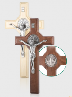 Benedictus-krucifix i trä, 21 cm, olika färg