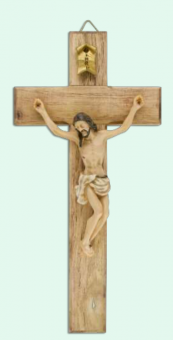 Krucifix, 25 cm, ljust trä, Corpus av resin