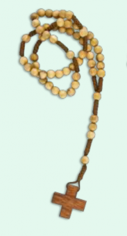 Rosenkrans, knuten, Andreaskors, olivträ, 28cm