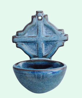 Blå, keramik (vigvattenskål)