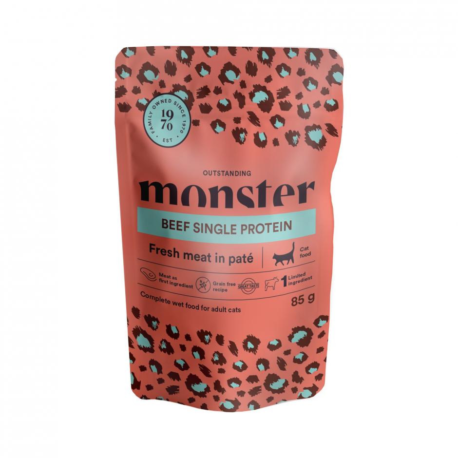 Monster Cat Pouches Adult Beef 